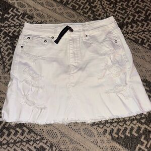 American Eagle Outfitters White Ripped Mini Skirt